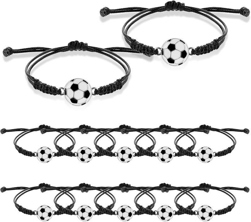 simarro 12pcs Soccer Baseball Basketball Braided Sports Bracelets, Sports Accessories Adjustable Football Inspirational Wristbands for Fans Men Women Teen Adults Team - Image 1